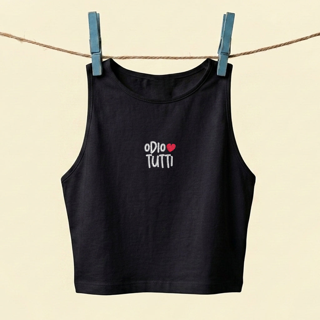 Crop Top ricamato – Odio tutti ❤️